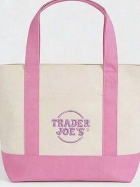 NEW Trader Joe's PASTEL PINK MINI TOTE BAG